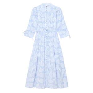 Mint Velvet Blue Cotton Floral Shirt Midi Dress